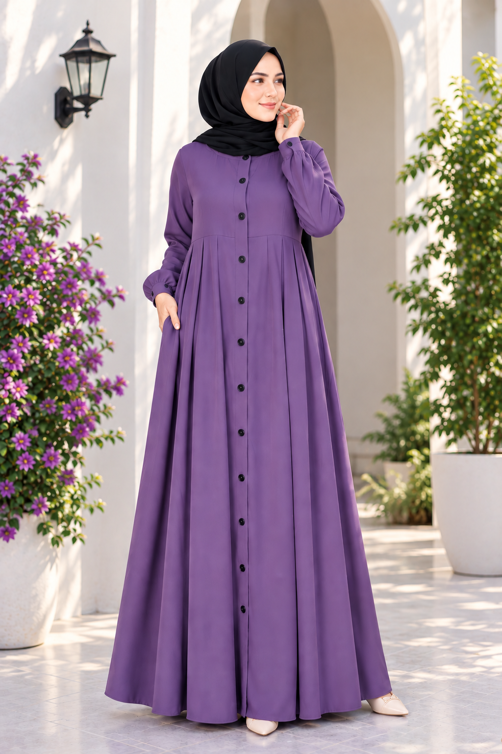 Rasheda Women's Wear Premium Embroidered Flared Burqa - Image 2