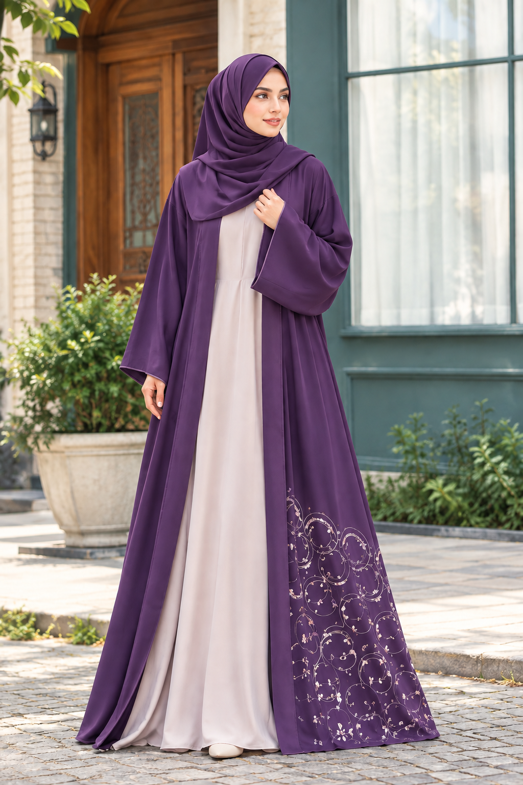 Rasheda Women's Wear Premium Embroidered Flared Burqa - Image 2