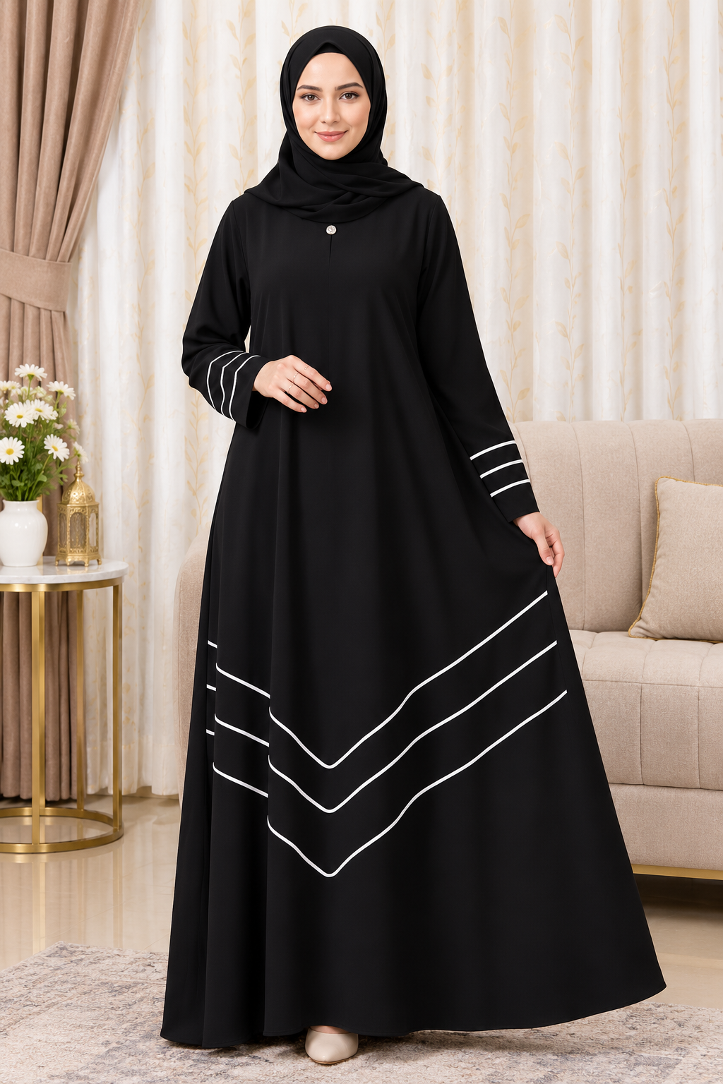 Rasheda Women's Wear Premium Embroidered Flared Burqa - Image 3