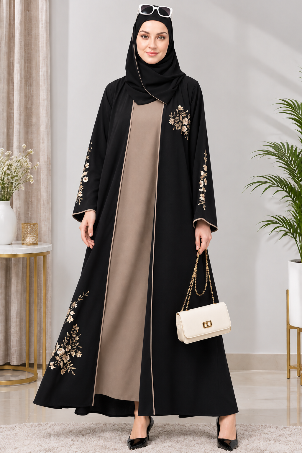 Rasheda Women's Wear Premium Embroidered Flared Burqa - Image 2