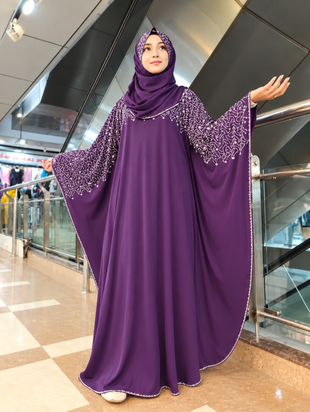 Rasheda Women's Wear Premium Embroidered Flared Burqa - Image 3