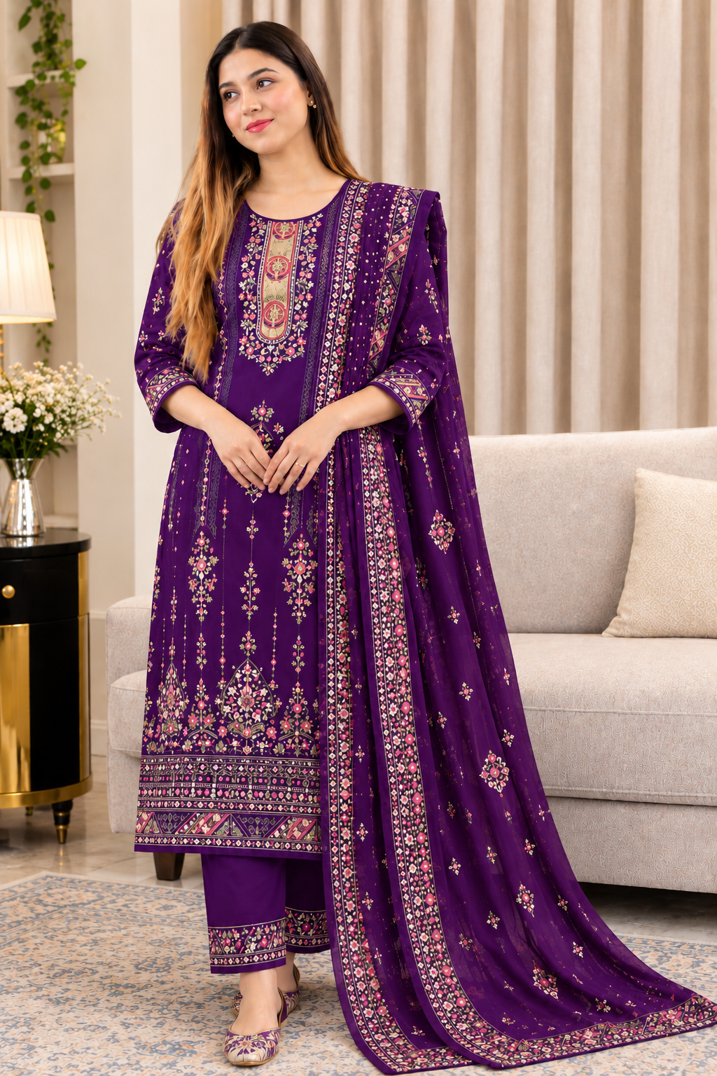 Elegant Cotton Three Piece - Image 2