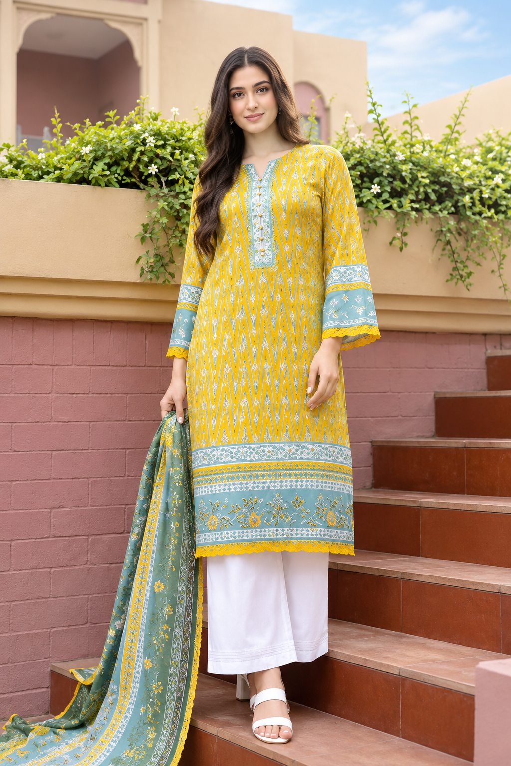 Elegant Cotton Three Piece - Image 3
