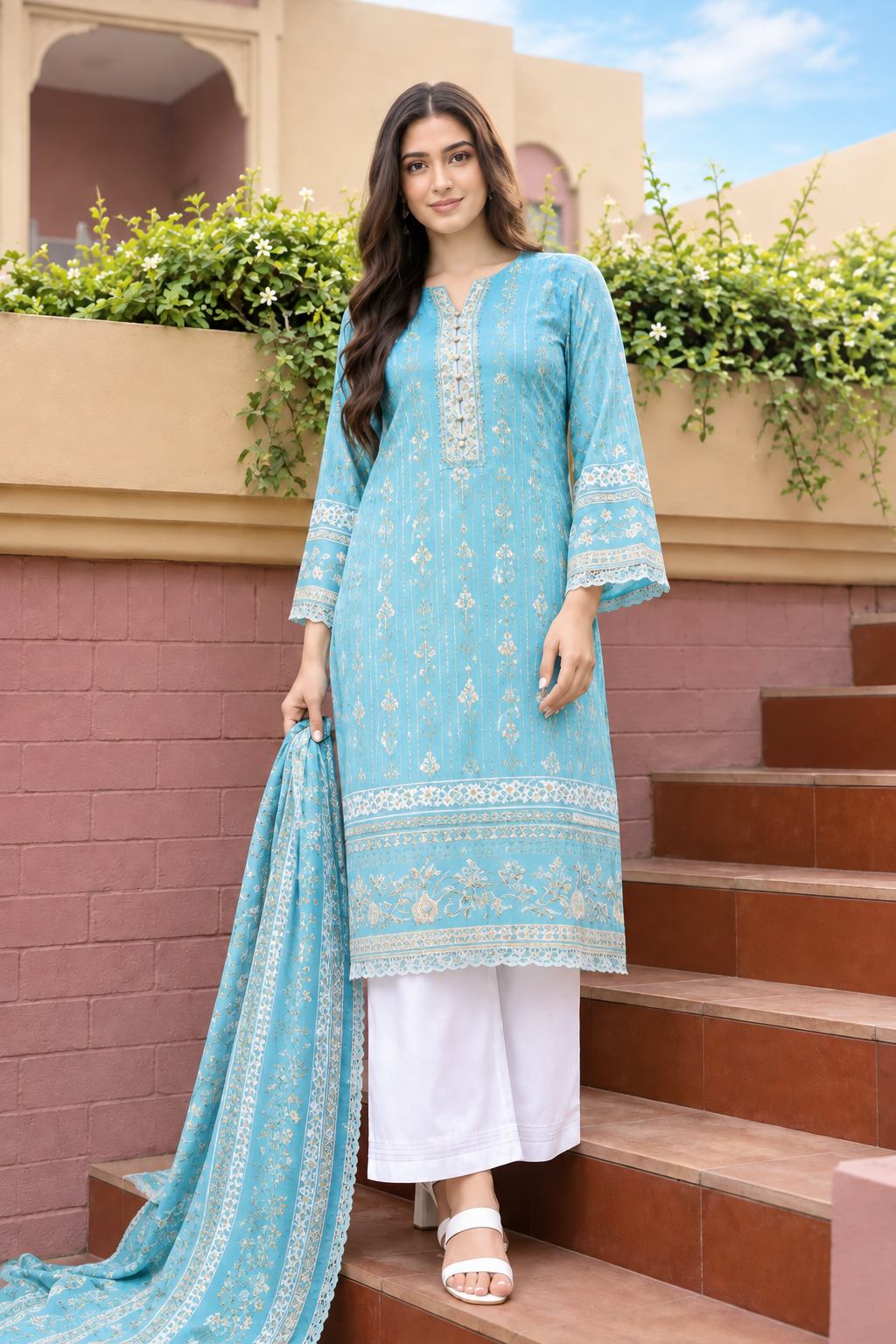 Elegant Cotton Three Piece - Image 2