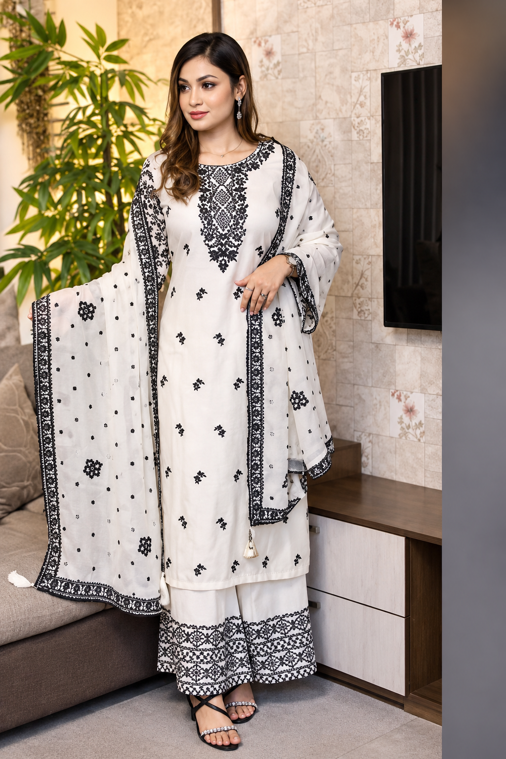 Elegant Cotton Three Piece - Image 3
