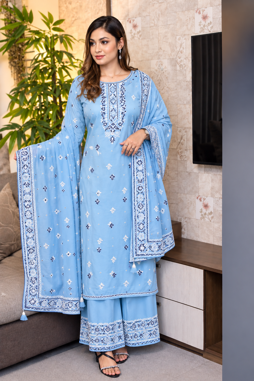 Elegant Cotton Three Piece - Image 2